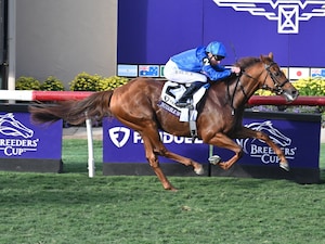 Notable Speech winning the Breeders' Cup Mile (G1) at Del Mar