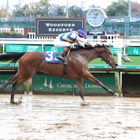 Nom de Plume wins a six-furlong allowance at Churchill Downs