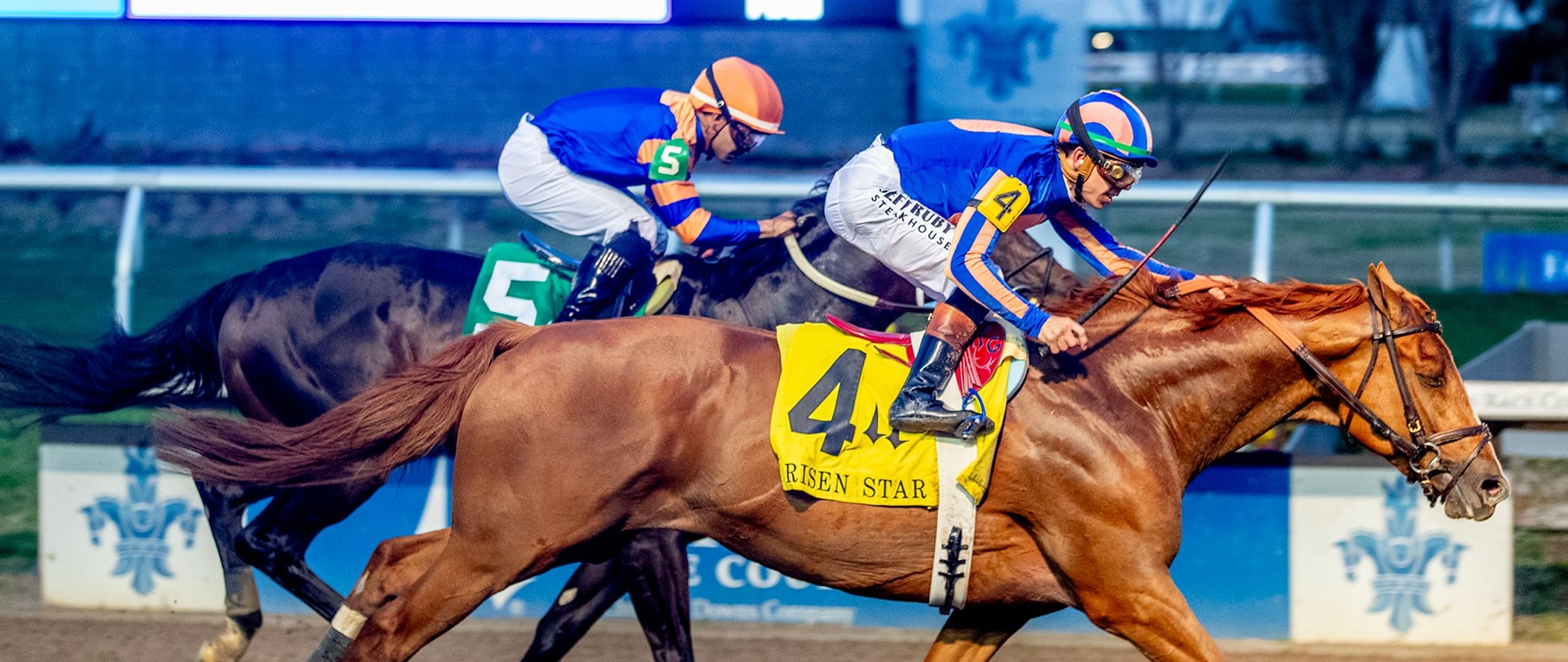 Paladin wins the Risen Star Stakes at Fair Grounds.