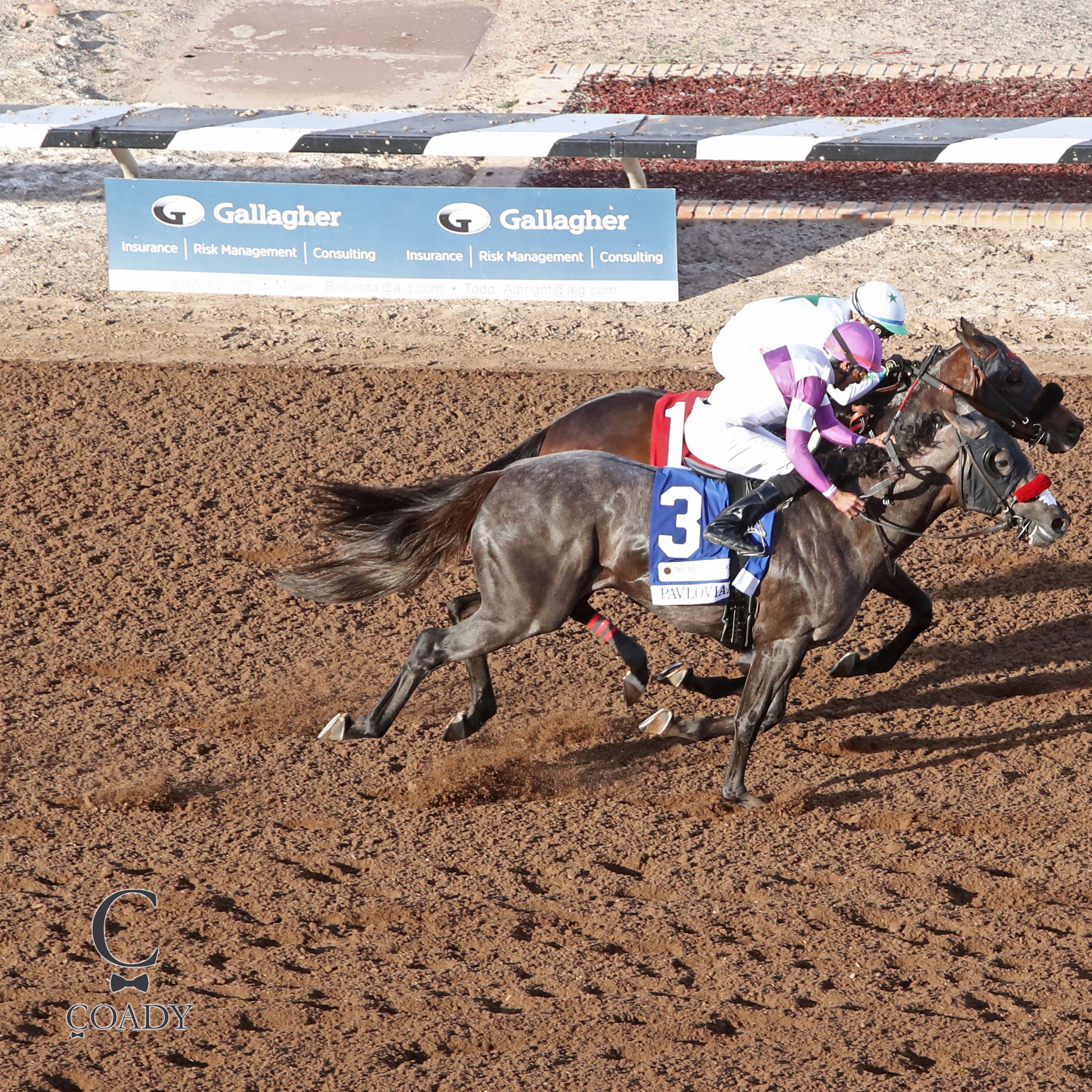 Pavlovian (outside) catches Express Kid in a thrilling Sunland Park Derby at Sunland Park