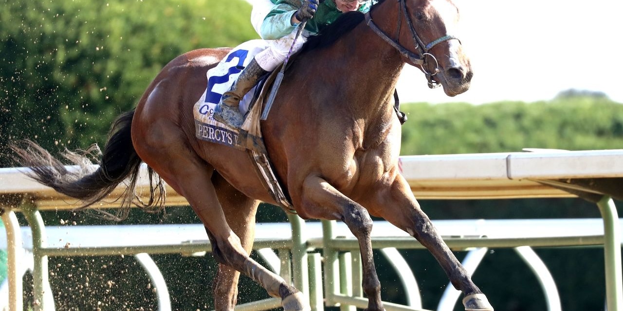 Percy's Bar wins the Ashland Stakes at Keeneland. 