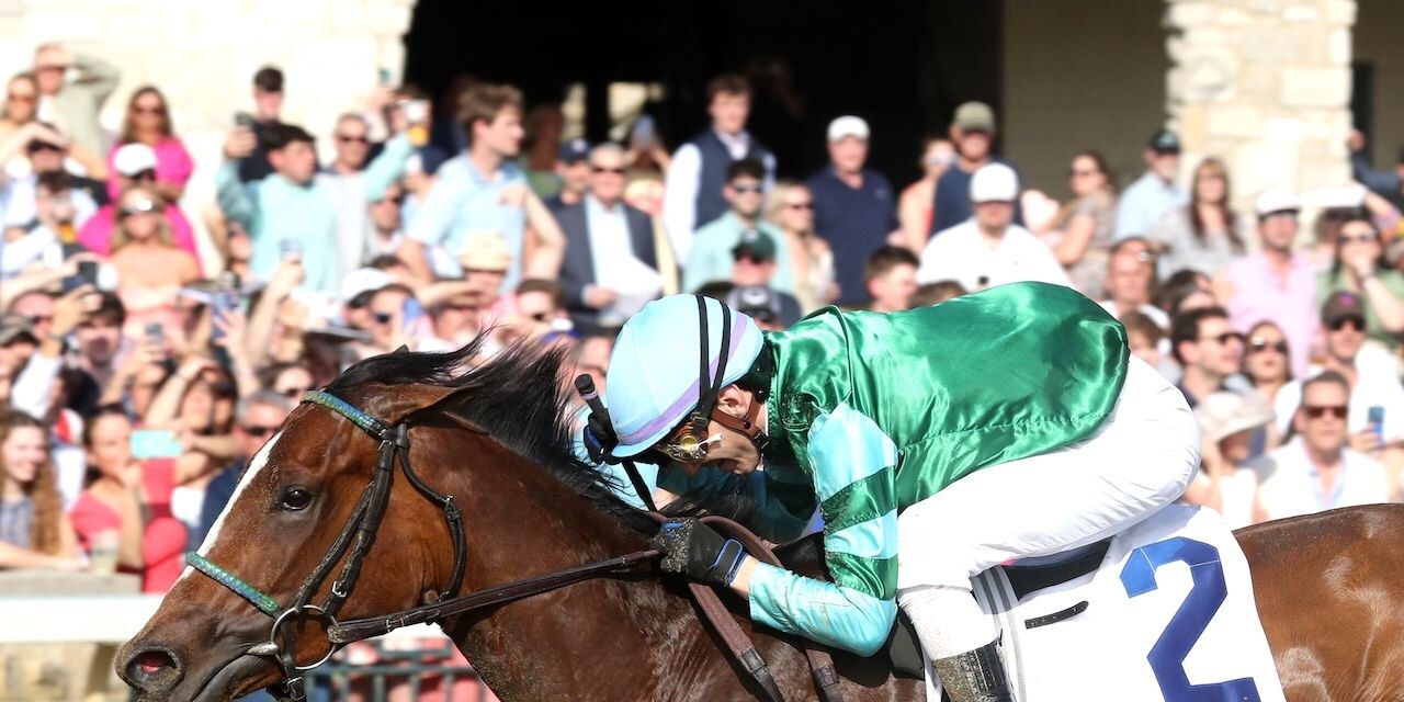 Percy's Bar wins the Ashland Stakes at Keeneland. 