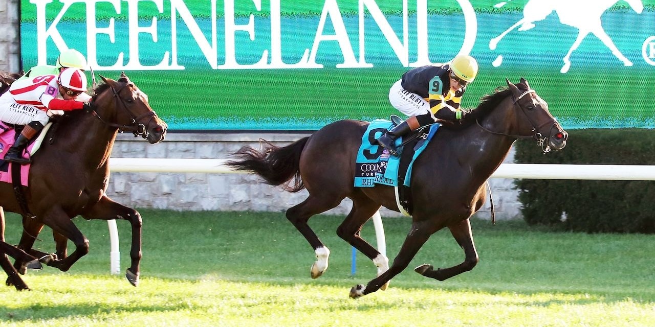 Rhetorical wins the Turf Mile at Keeneland. 