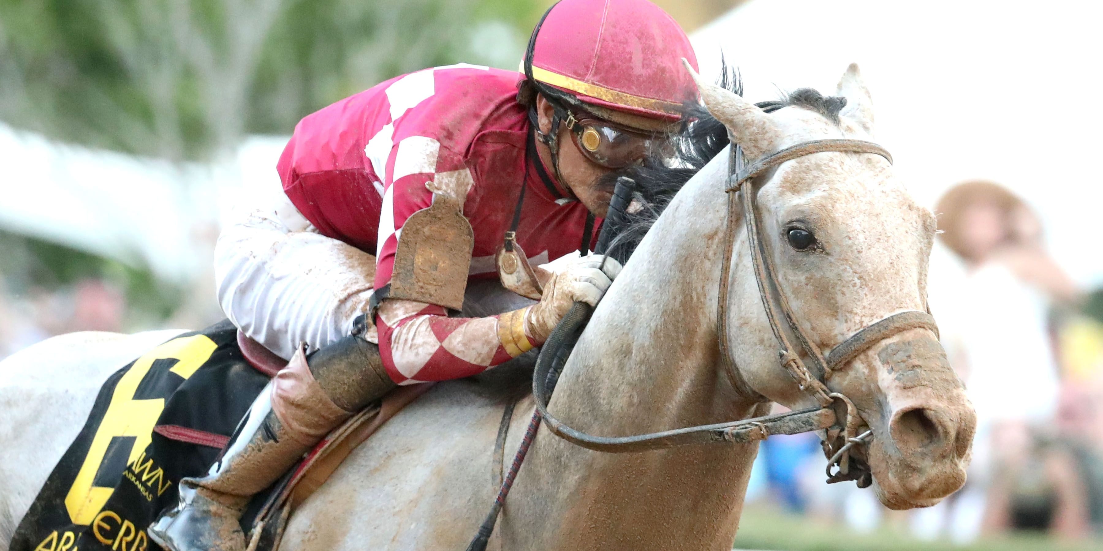 Sandman winning the Arkansas Derby (G1) at Oaklawn Park