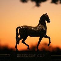 Breeders' Cup Statue at Keeneland at sunset.
