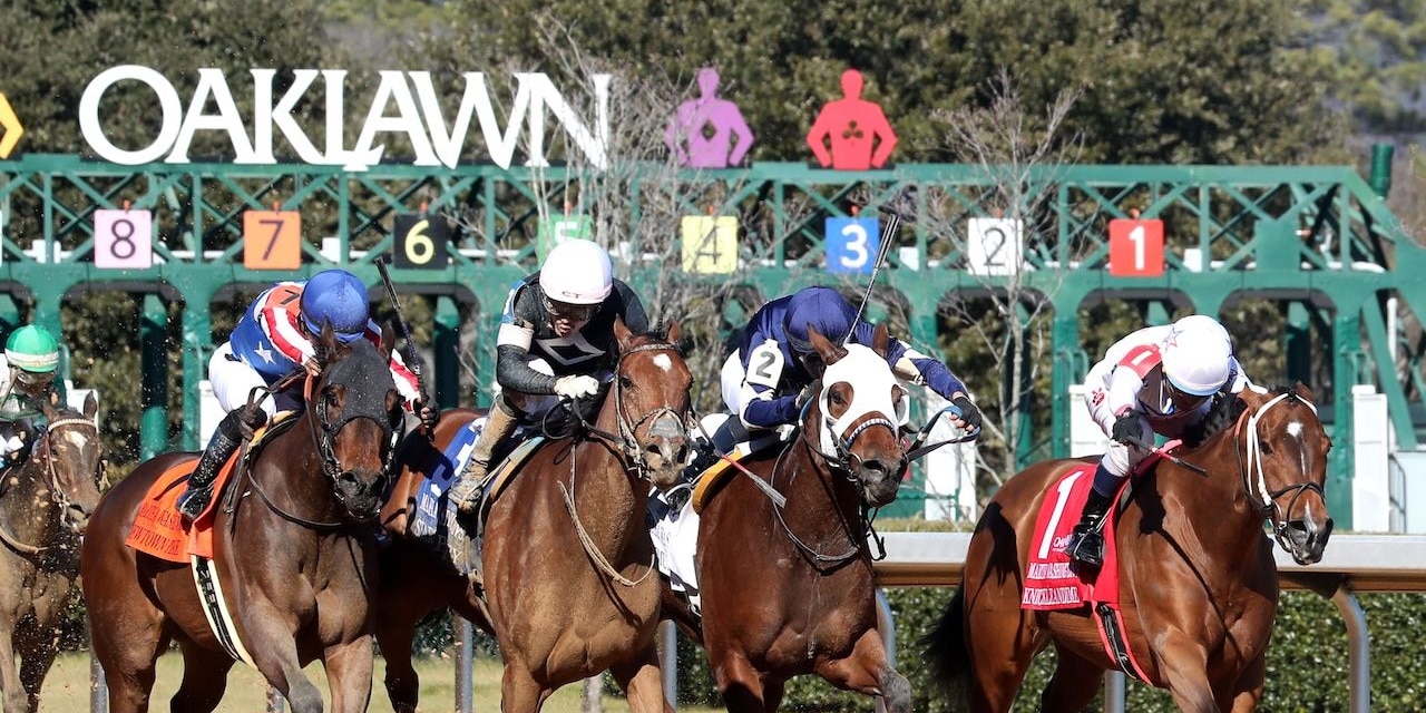 Search Party wins the Martha Washington Stakes at Oaklawn Park.