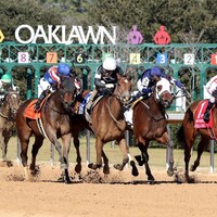 Search Party wins the Martha Washington Stakes at Oaklawn Park.