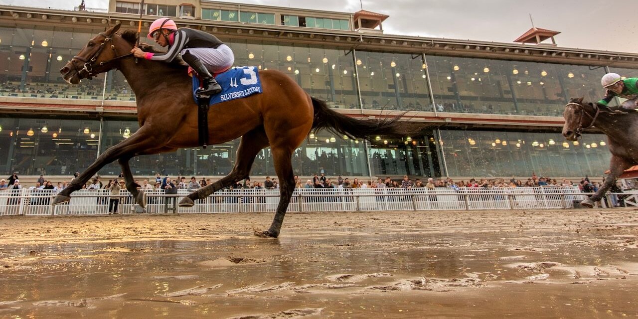 Simply Joking wins the Silverbulletday S. at Fair Grounds.