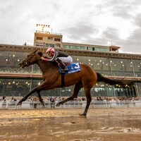Simply Joking wins the Silverbulletday S. at Fair Grounds.