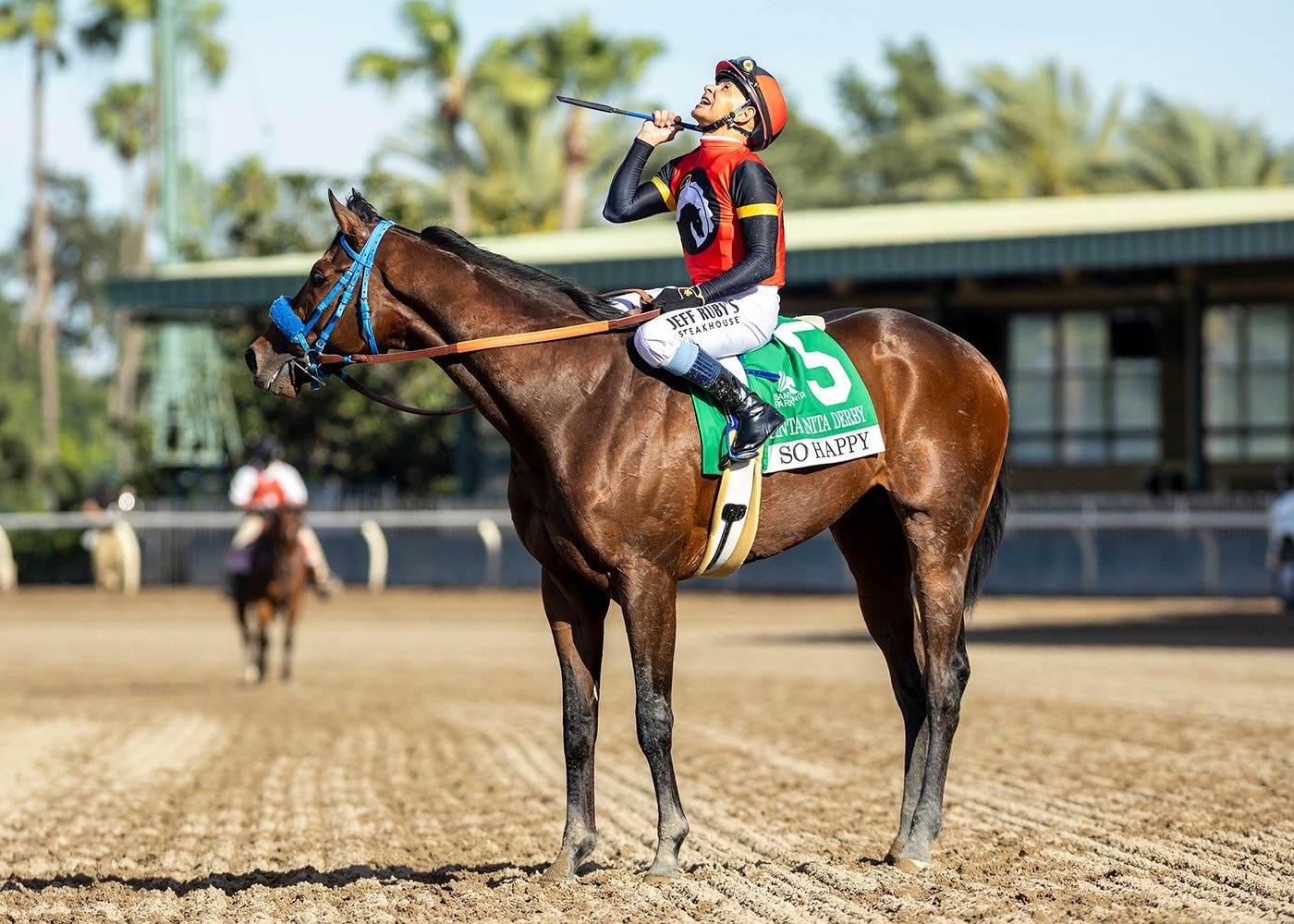 So Happy wins the Santa Anita Derby at Santa Anita.