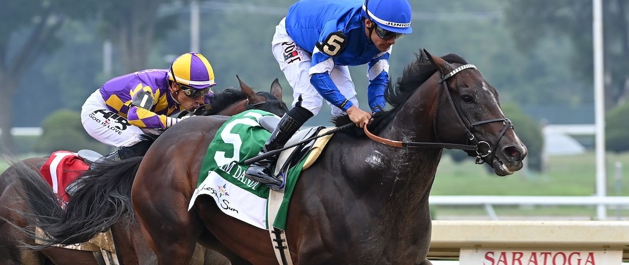 Sovereignty wins the 2025 Jim Dandy at Saratoga.