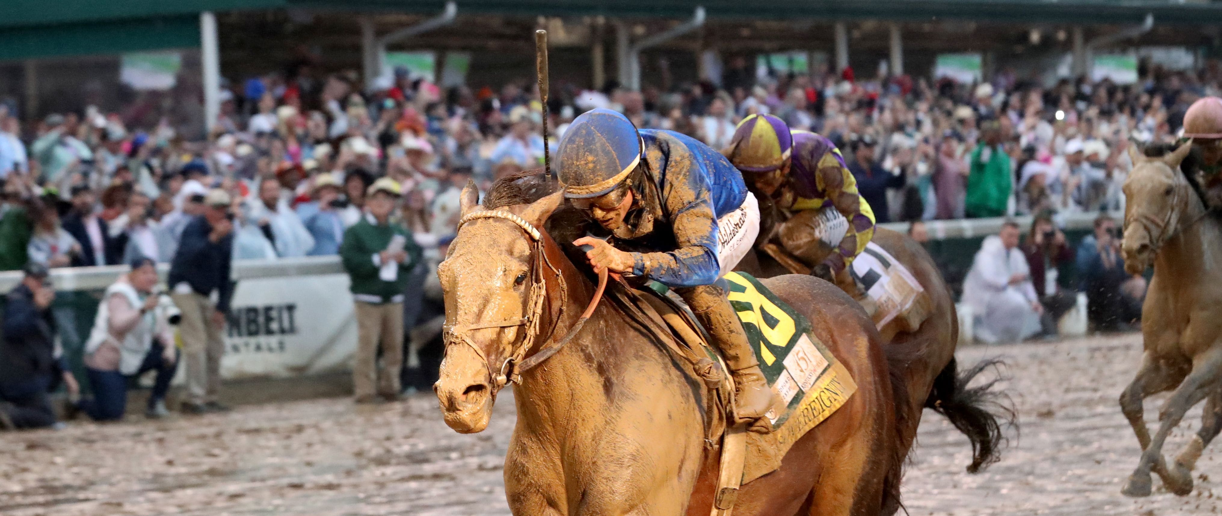 Sovereignty wins the 2025 Kentucky Derby at Churchill Downs.