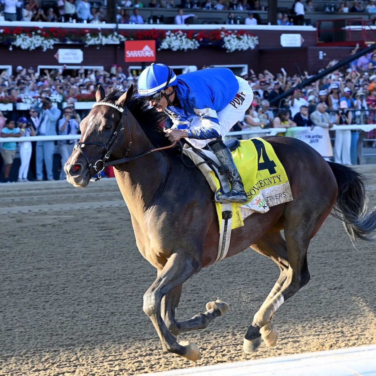Sovereignty wins the Travers at Saratoga.