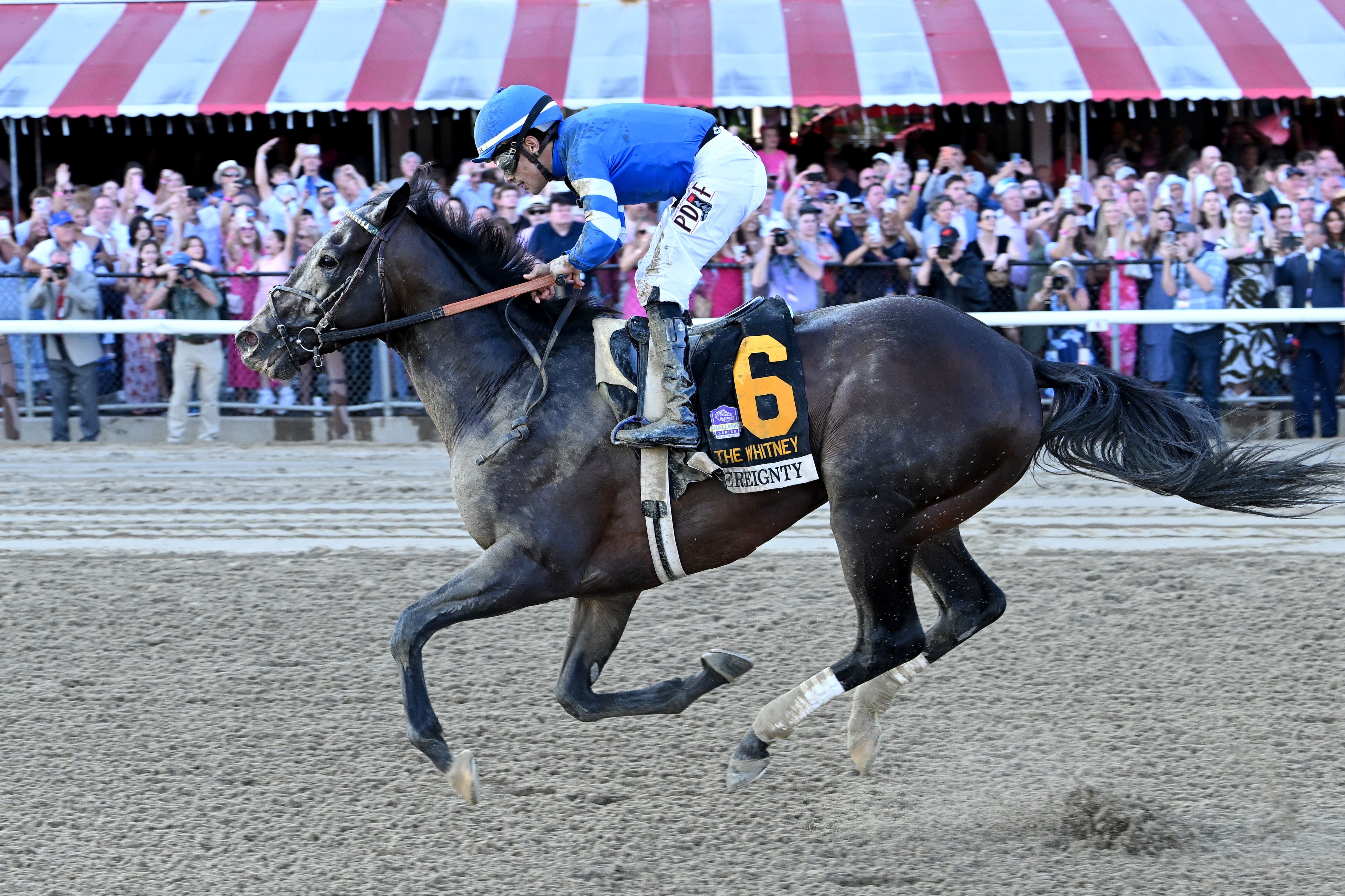 Sovereignty wins the Whitney Stakes at Saratoga.