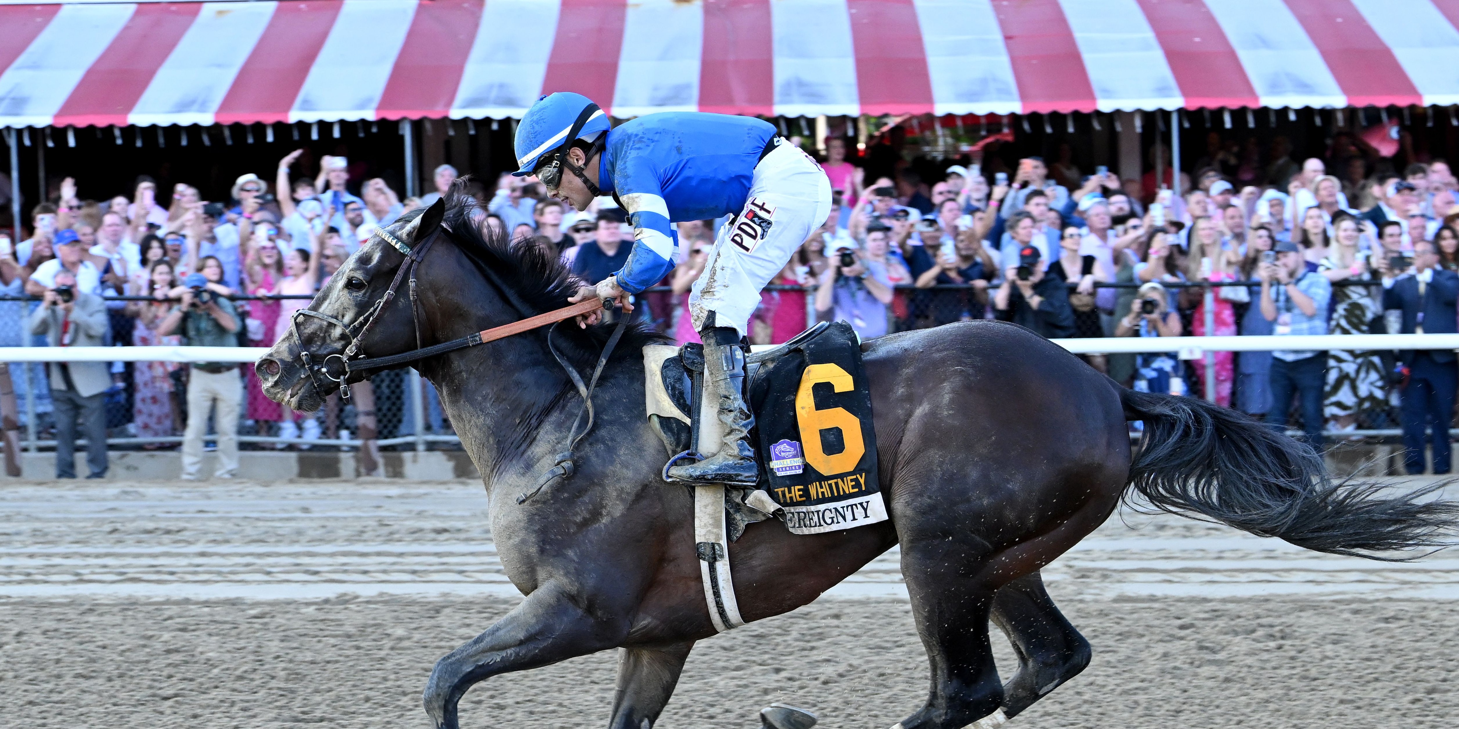 Sovereignty wins the Whitney Stakes at Saratoga.
