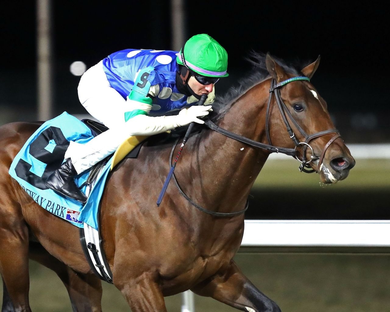 Street Beast wins the Leonautus Stakes at Turfway Park.