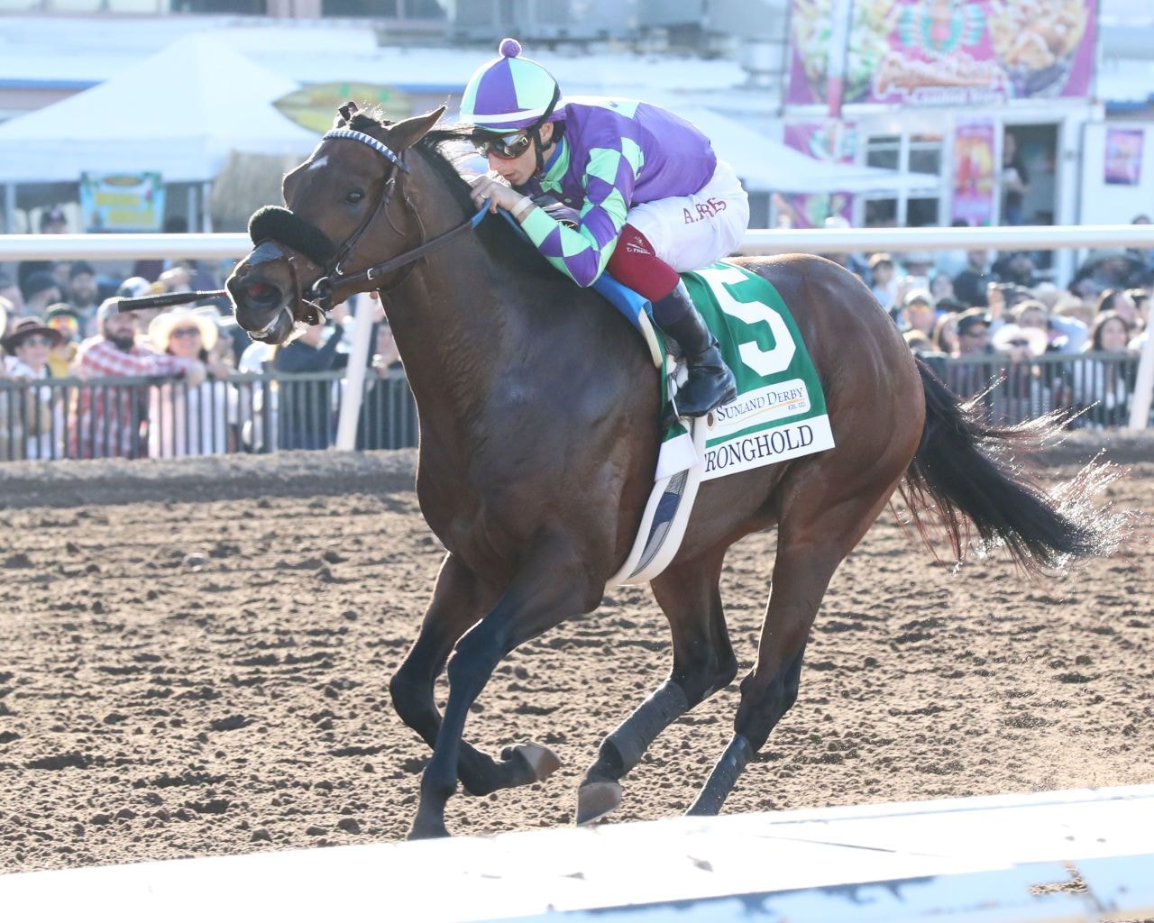 Stronghold winning the Sunland Park Derby (G3) at Sunland Park (Photo by Coady Photography)