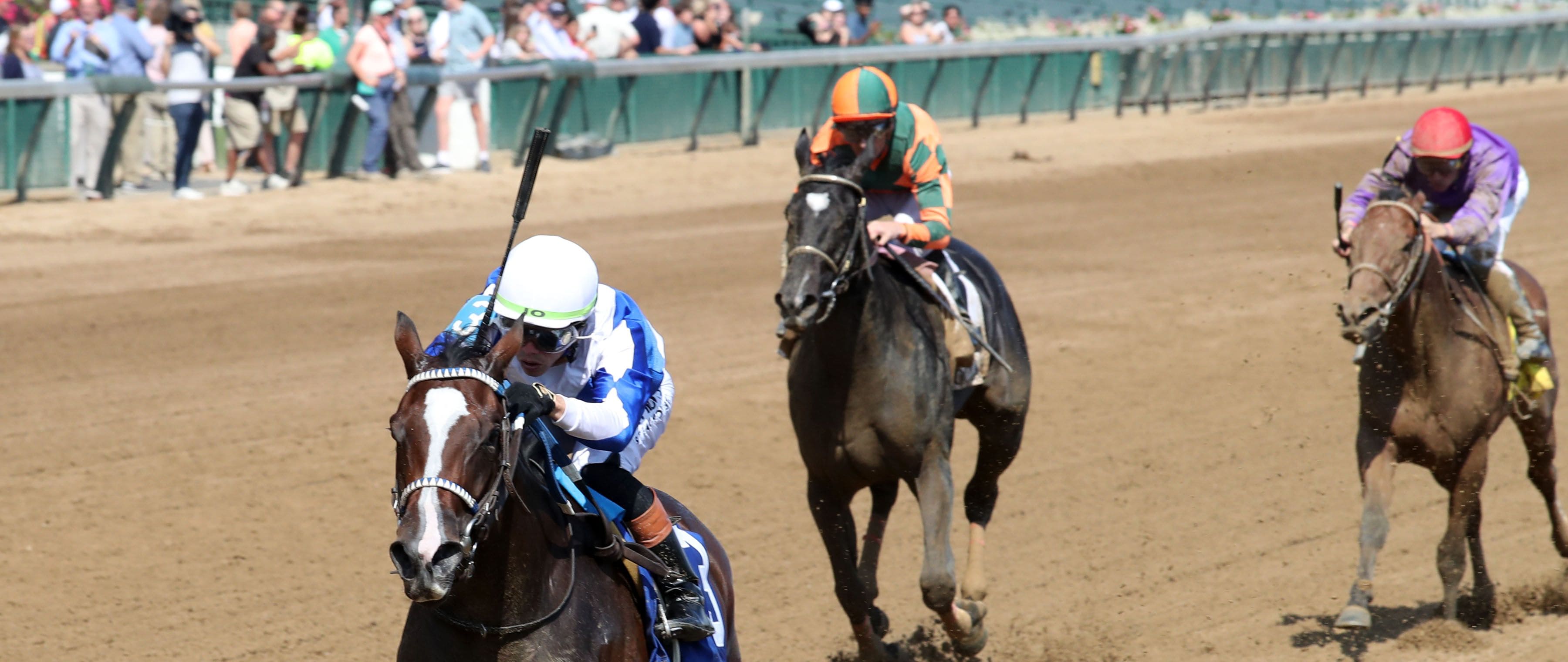 Taken By The Wind wins the Pocahontas Stakes at Churchill Downs.