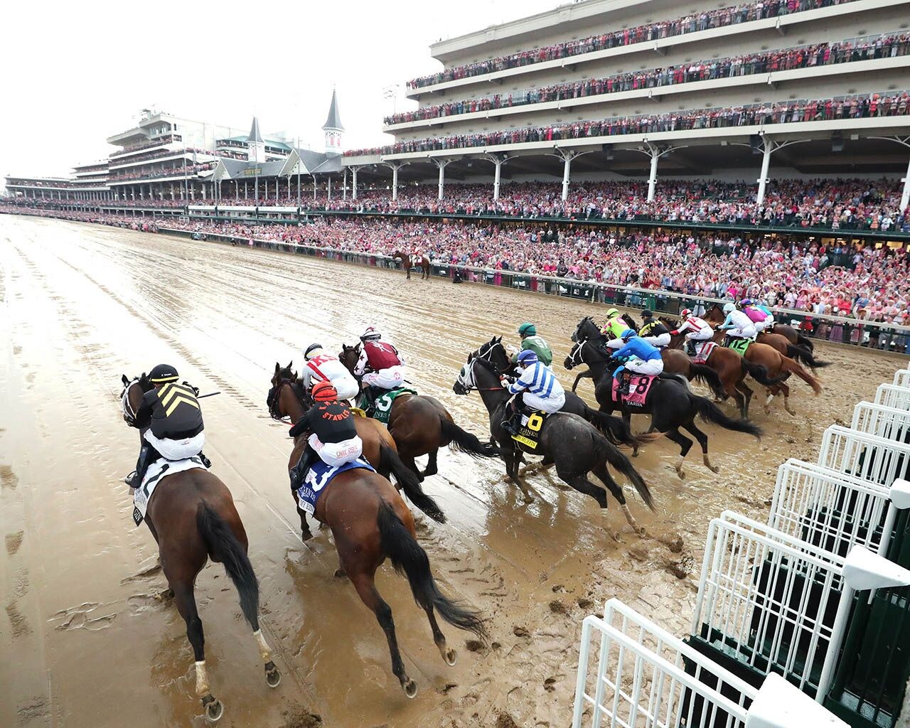 The field breaks from the starting gate in the 2024 Kentucky Oaks (G1) at Churchill Downs (Photo by Coady Media)