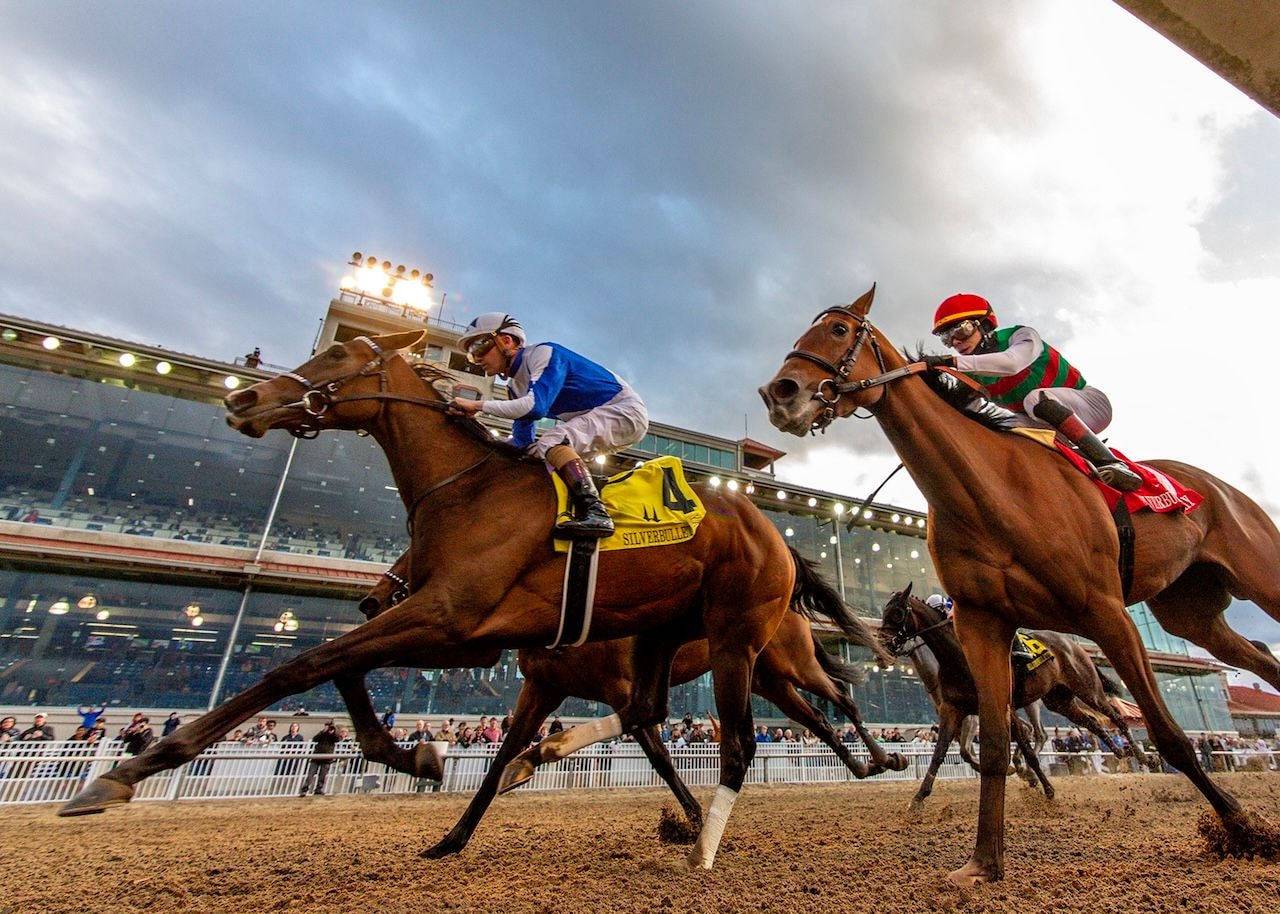 Taken by the Wind wins the Silverbulletday at Fair Grounds.