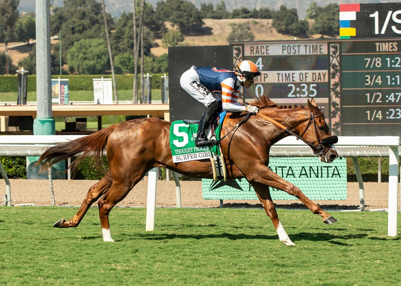 Thought Process wisn the Sufer Girl Stake at Santa Anita.