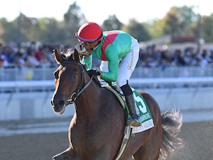 U. S. S. Valor wins the Champagne (G1) at Belmont Park.