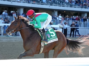 U. S. S. Valor wins the Champagne (G1) at Belmont Park.