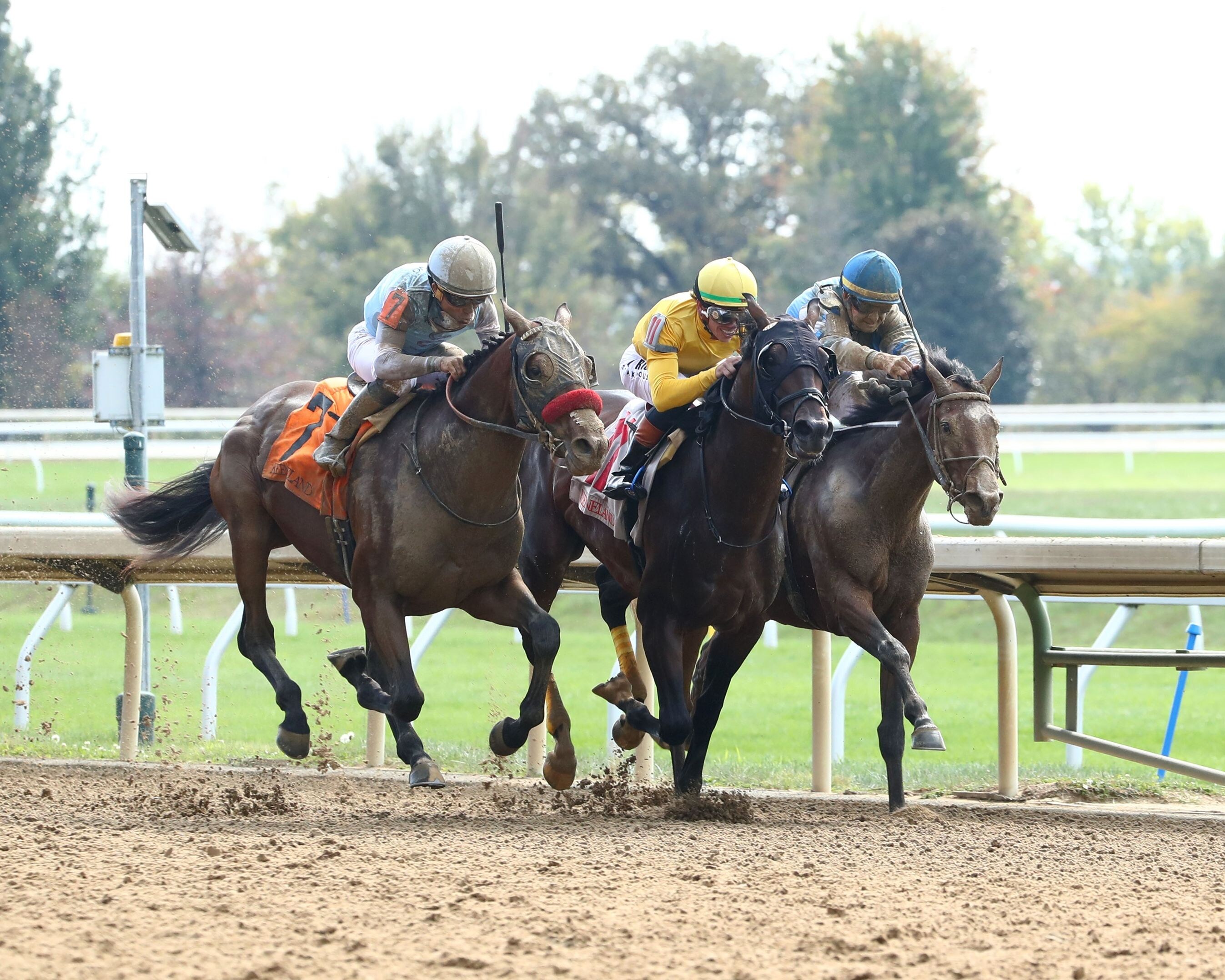 Vitrivian Man (outside #7) wins at Keeneland (Photo by Coady Media/Keeneland)