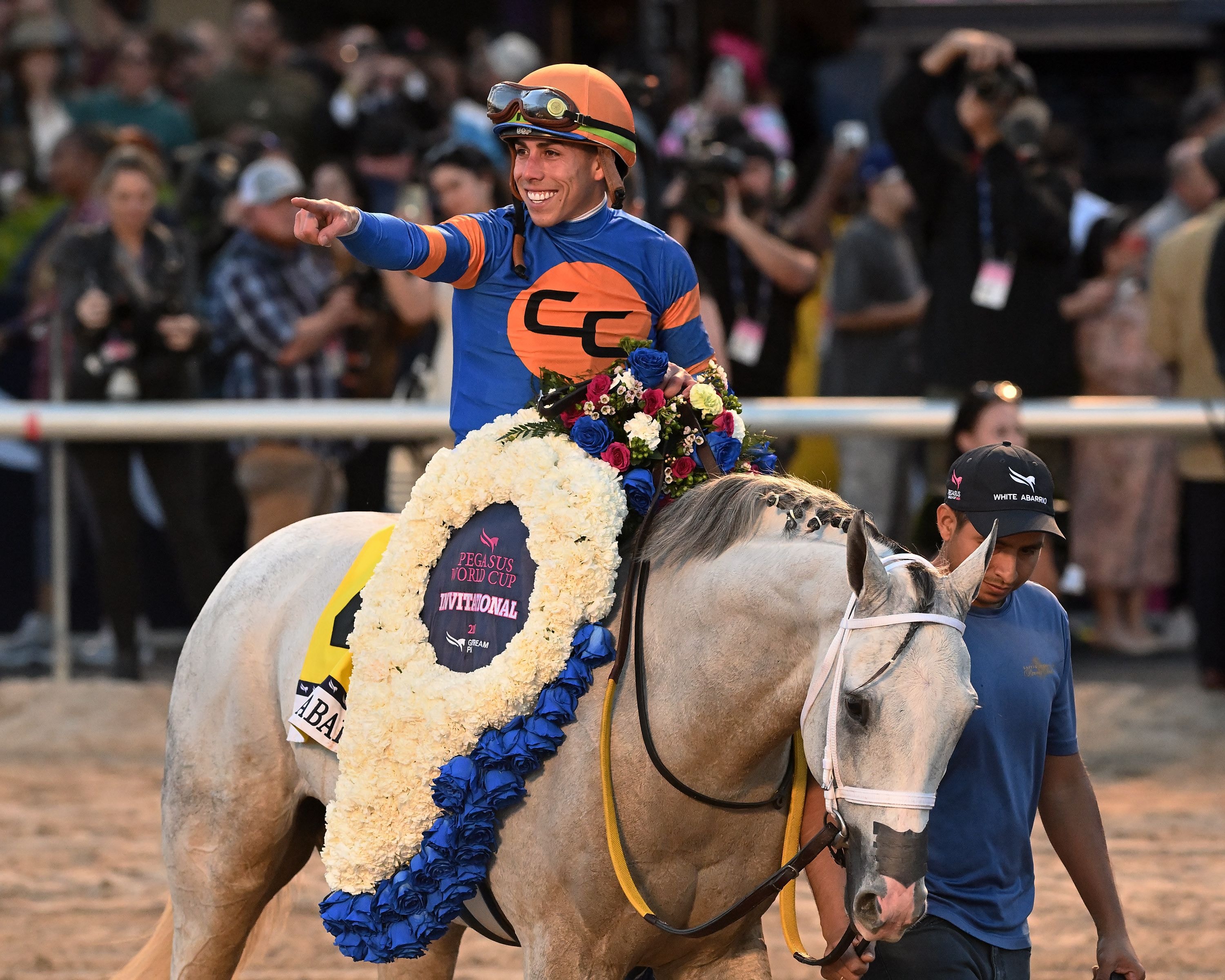 White Abarrio after his romp in the 2025 Pegasus World Cup (G1)