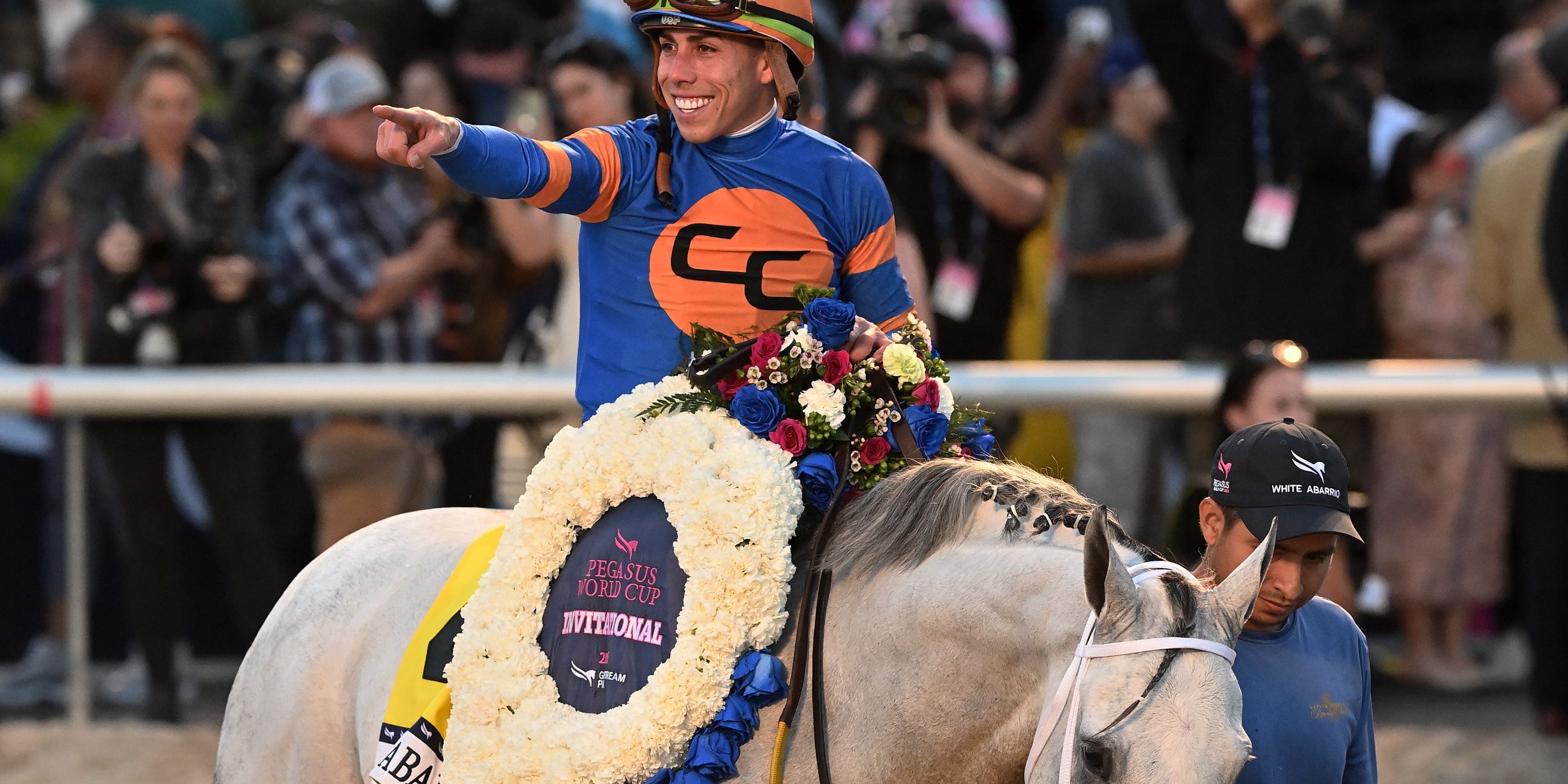 White Abarrio after his romp in the 2025 Pegasus World Cup (G1)