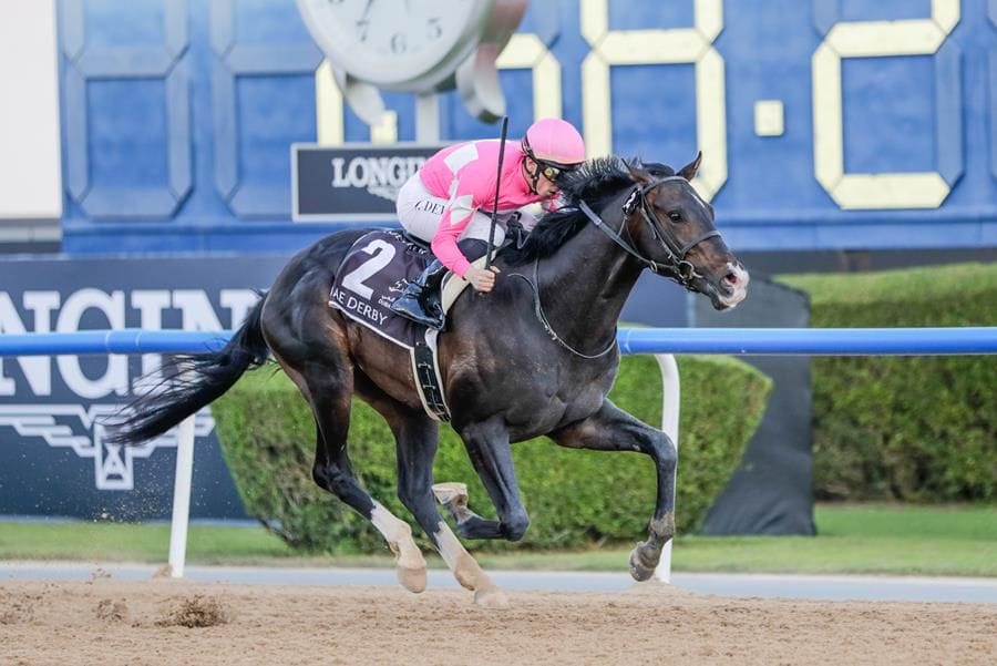 Wonder Dean edges clear in the UAE Derby (G2).