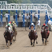 Racing at Belmont Park.