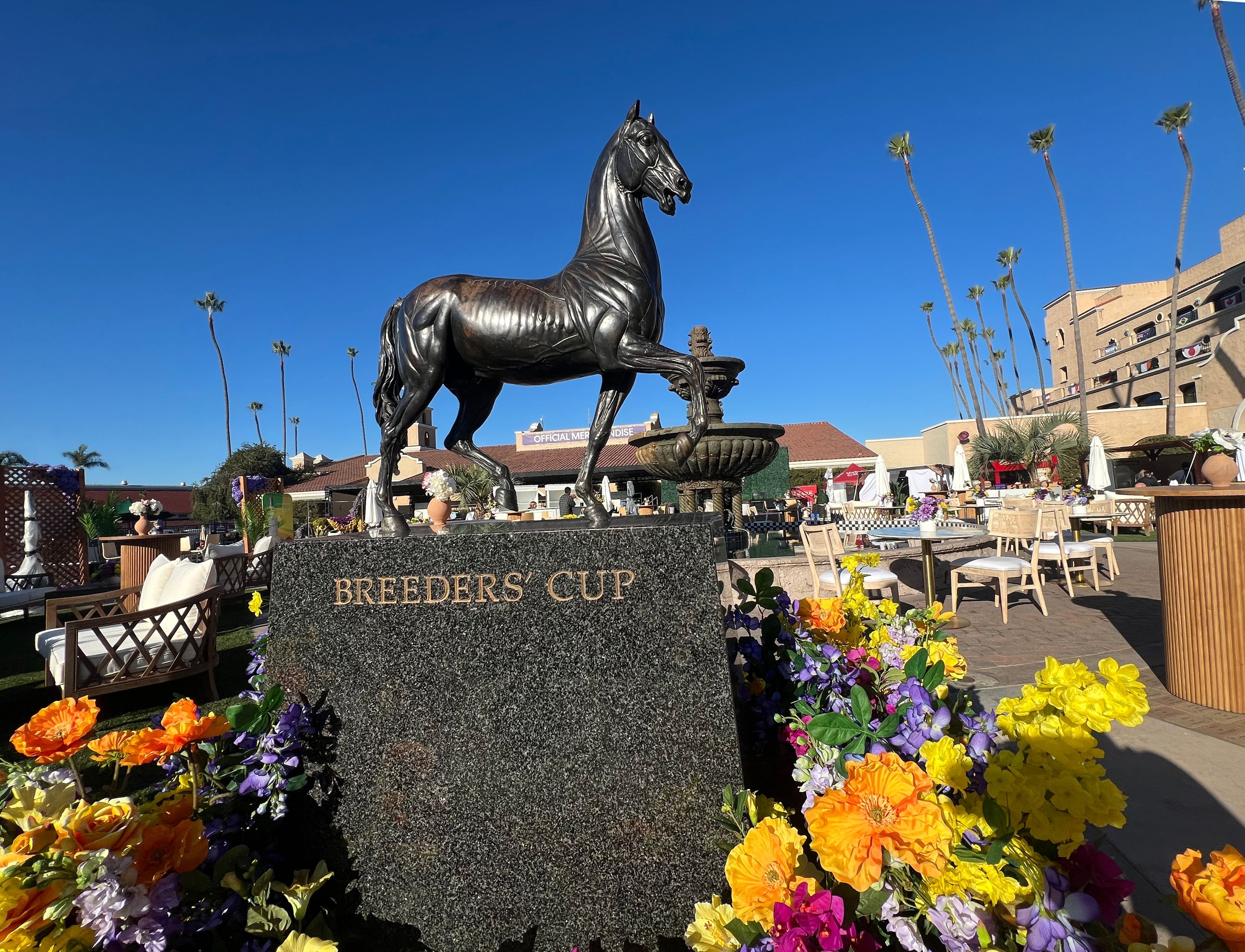 Breeders' Cup statue at Del Mar Racetrack 2024
