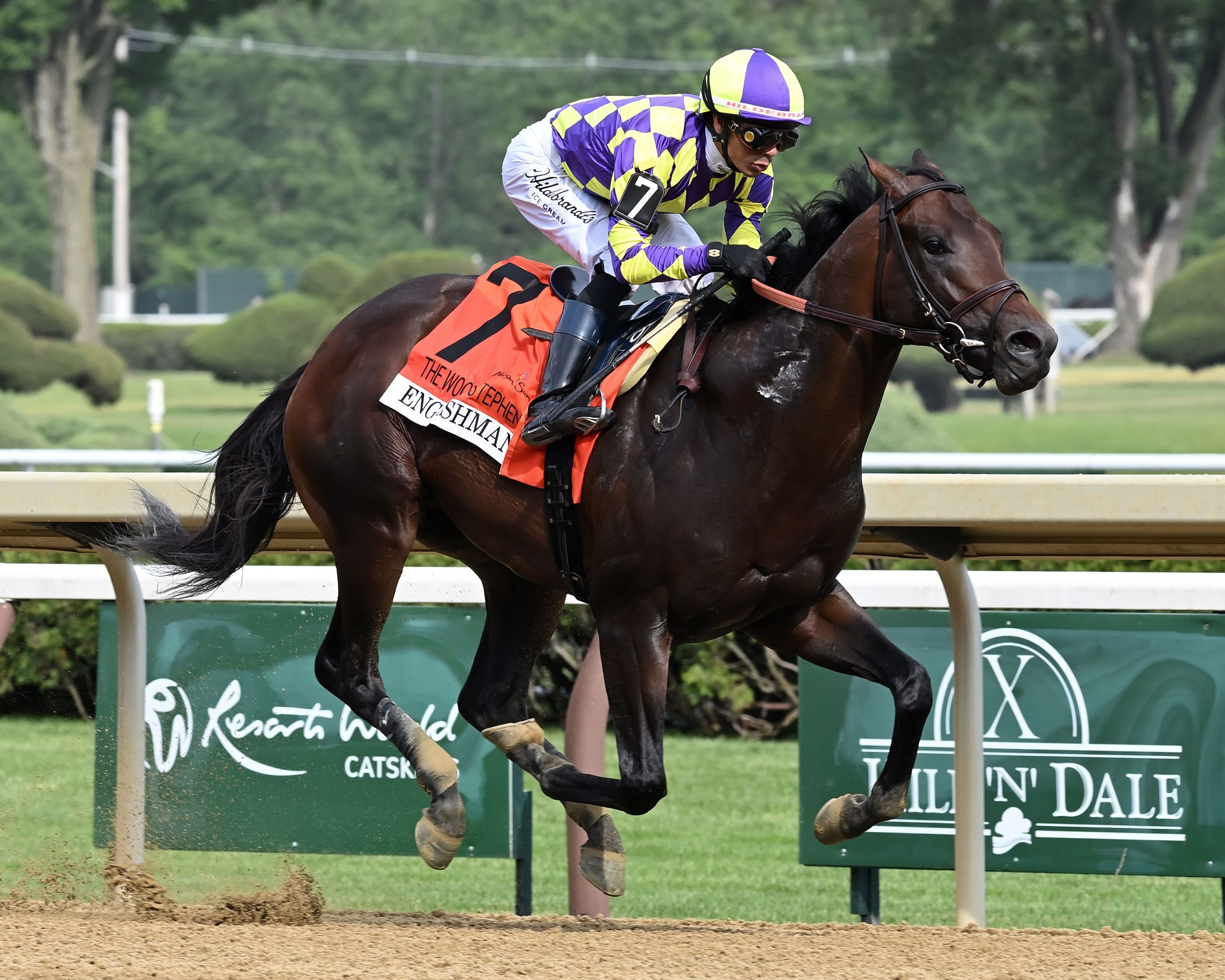 Englishman wins the Woody Stephens (G1) at Saratoga.