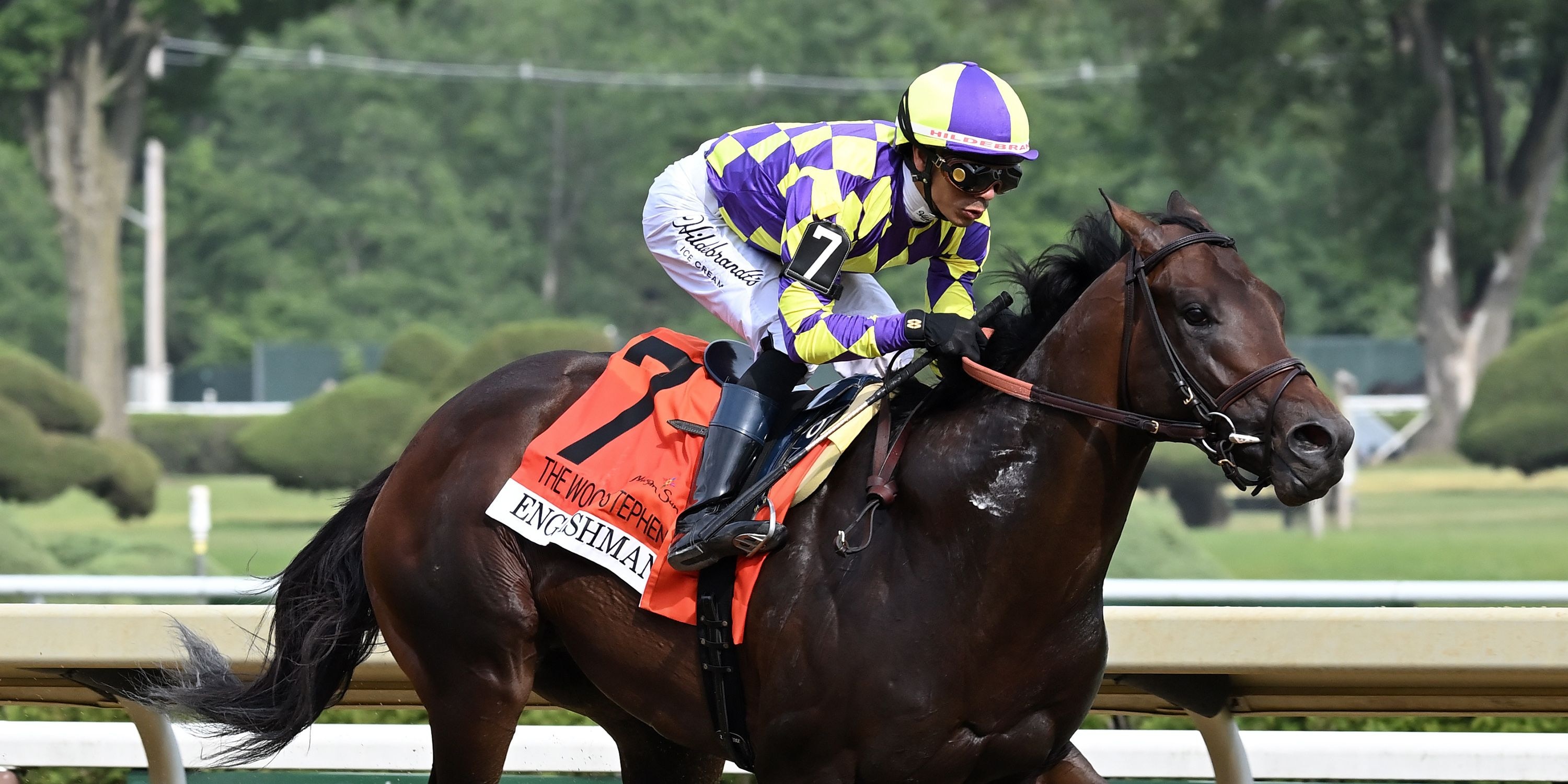 Englishman wins the Woody Stephens (G1) at Saratoga.