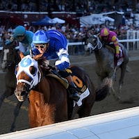 Highland Falls winning the Jockey Club Gold Cup (G1) at Saratoga