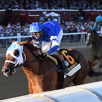 Highland Falls winning the Jockey Club Gold Cup (G1) at Saratoga