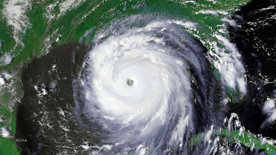 Satellite photo of Katrina courtesy of NOAA.