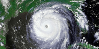 Satellite photo of Katrina courtesy of NOAA.