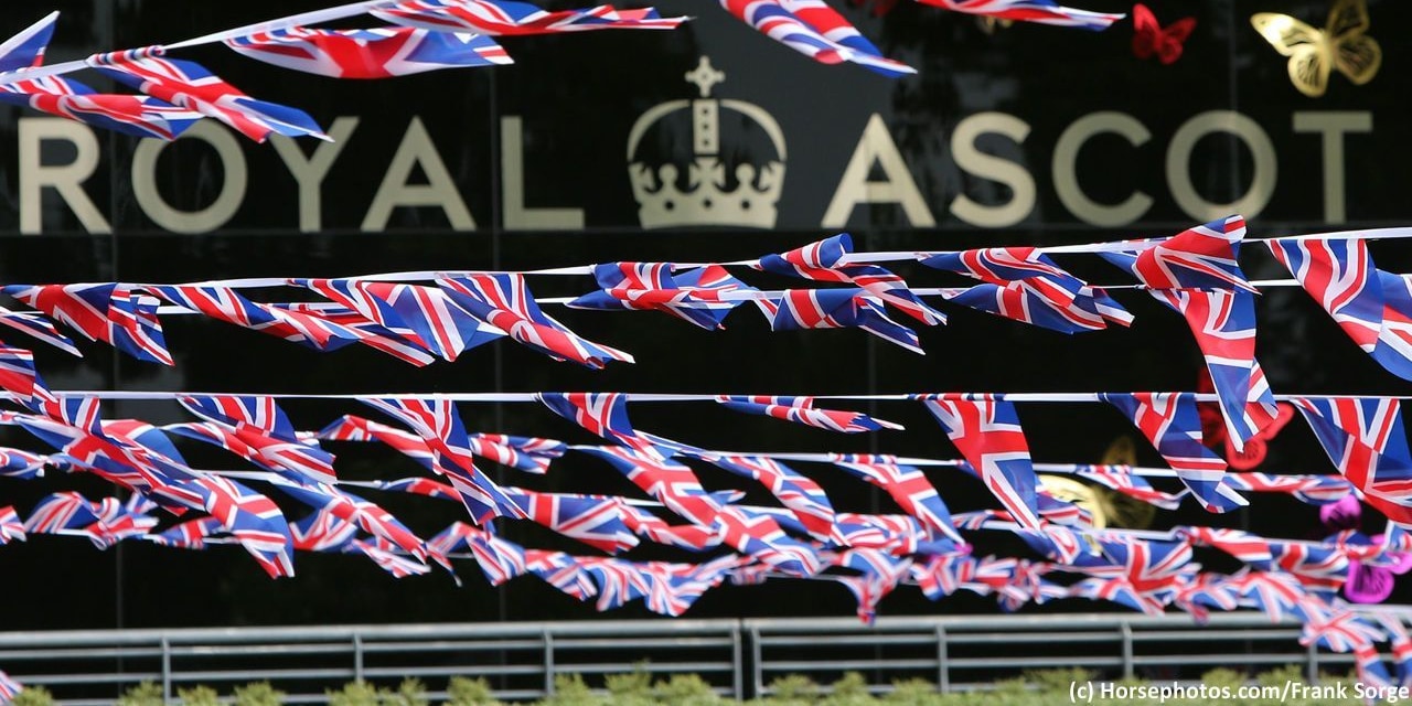 Royal Ascot sign and British flags