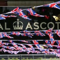Royal Ascot sign and British flags