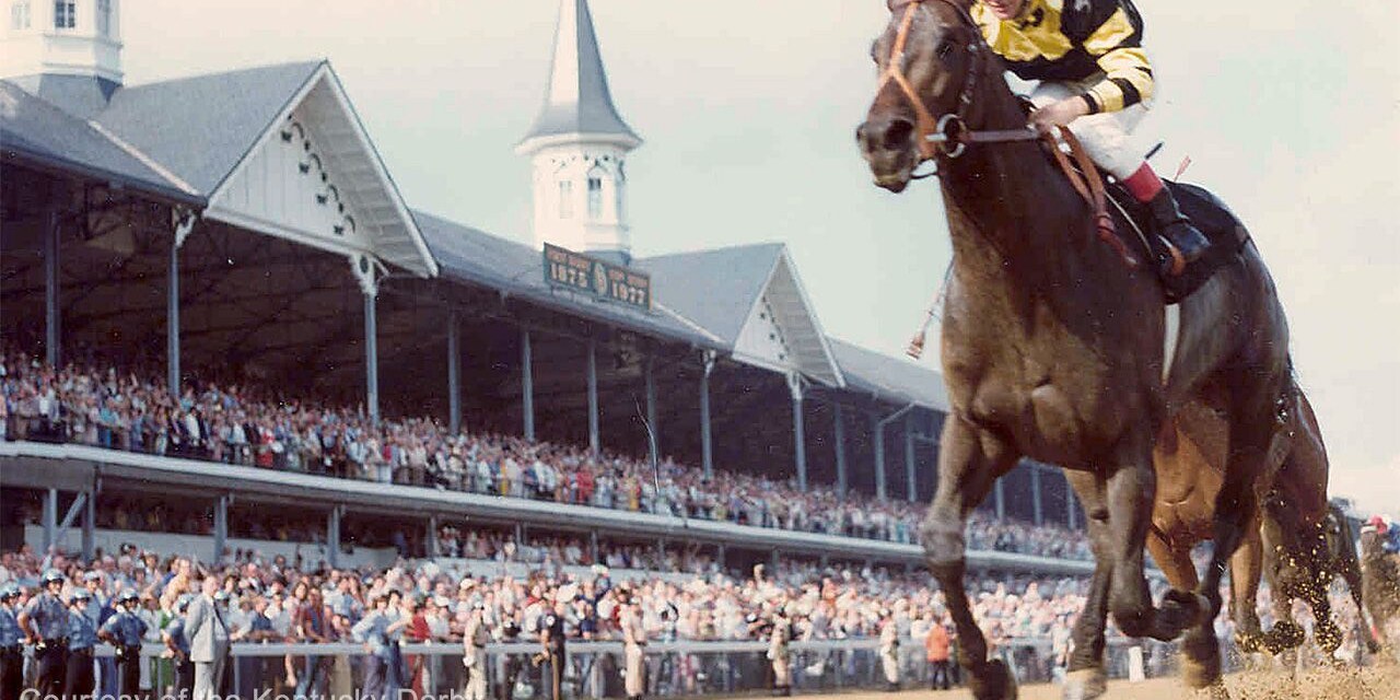 Seattle Slew wins the 1977 Kentucky Derby at Churchill Downs. (Courtesy of the Kentucky Derby/Churchill Downs)