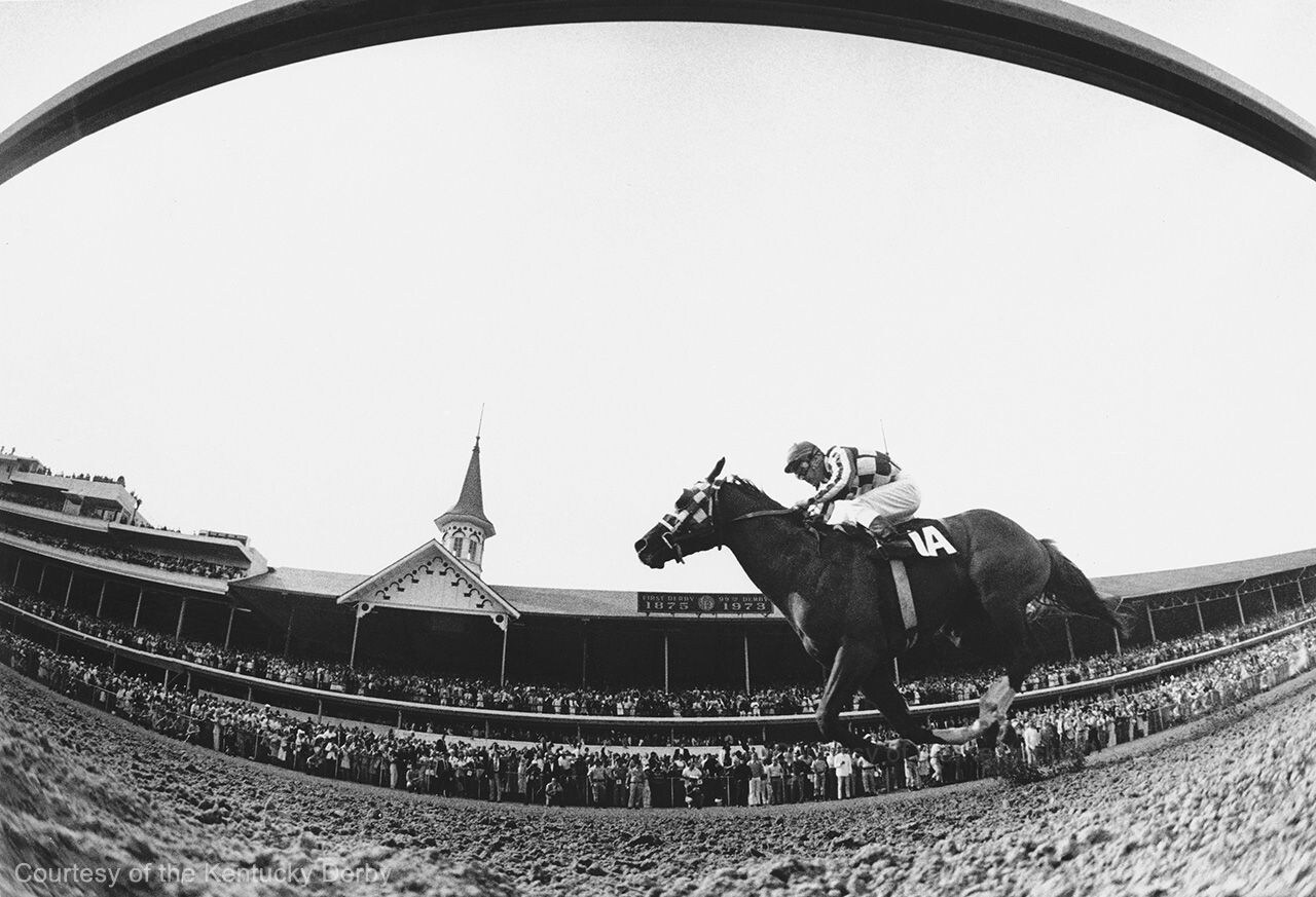 Secretariat wins the 1973 Kentucky Derby at Churchill Downs.