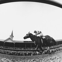 Secretariat wins the 1973 Kentucky Derby at Churchill Downs.